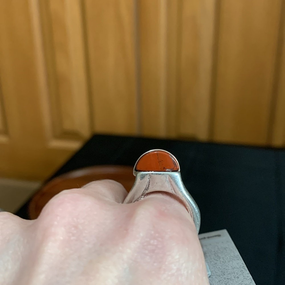 NWT Robert Lee Morris two tone dark orange stone ring size 8.5 - Picture 6 of 7